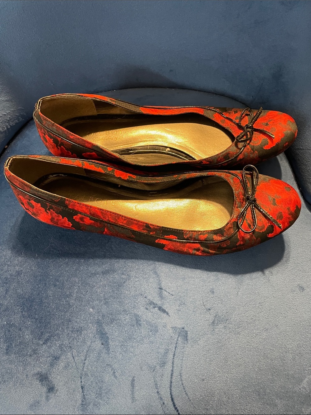 Talbots Red and Black Floral Ballet Flats